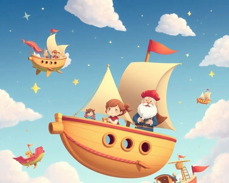 Gökyüzü Yolculuğu: Uçan Gemilerin Macerası Masalı Gökyüzü Yolculuğu: Uçan Gemilerin Macerası Masalı