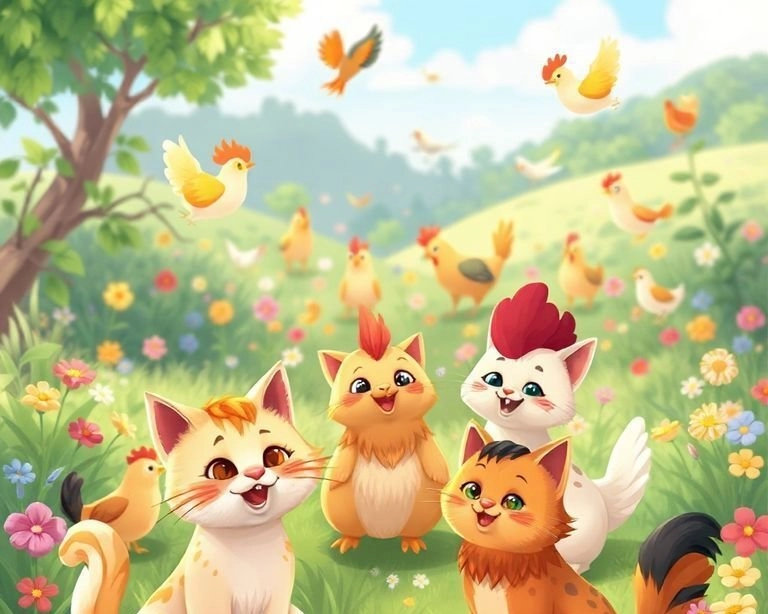 Tavukların Sevimli Dostu: Kedi Masalı Tavukların Sevimli Dostu: Kedi Masalı