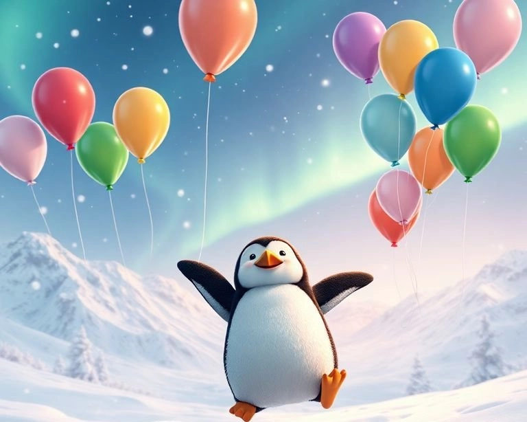 Kuzey Kutbu Pengueni ve Renkli Balonlar Masalı Kuzey Kutbu Pengueni ve Renkli Balonlar Masalı