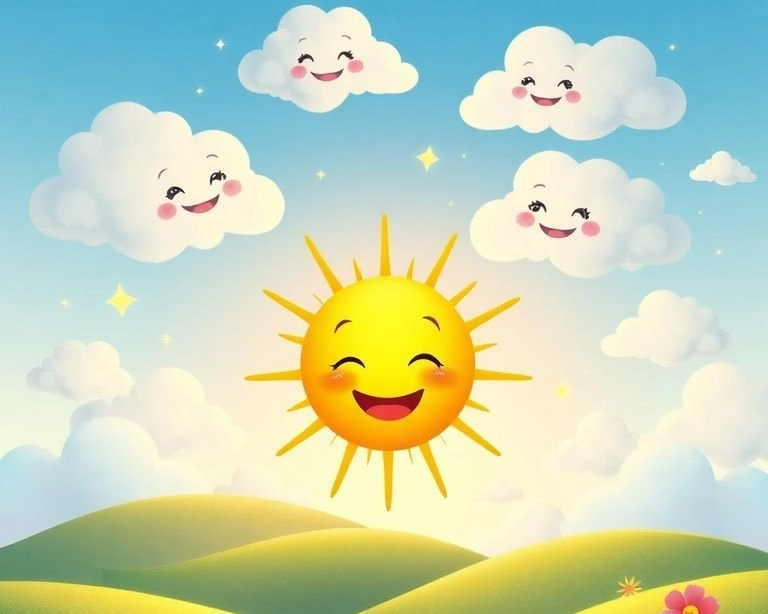 Gülen Güneş ve Neşeli Bulutlar: Doğanın Mizahı Masalı