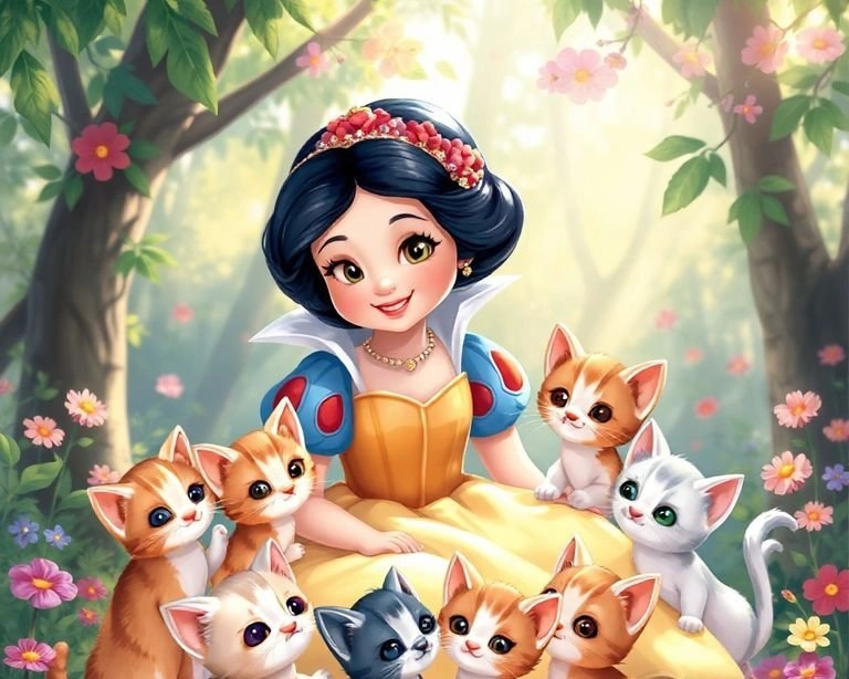 Pamuk Prenses ve Yedi Minik Kedi Masalı Pamuk Prenses ve Yedi Minik Kedi Masalı