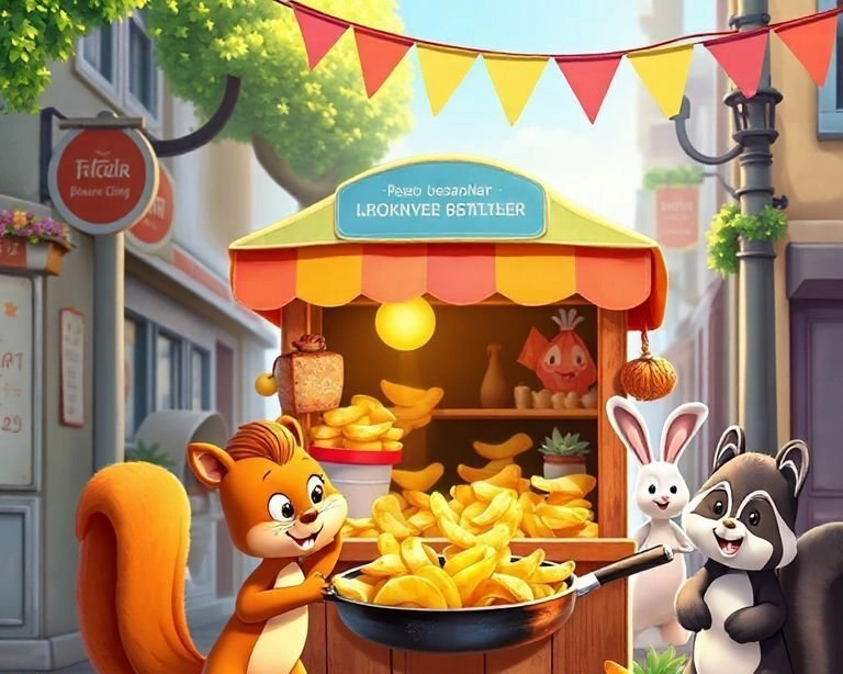 Patates Kızartması Satıcısının Yardımsever Dostları Masalı Patates Kızartması Satıcısının Yardımsever Dostları Masalı