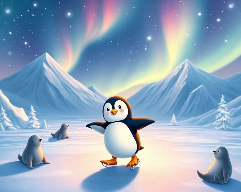 Kuzey Kutbu Pengueni ve Sihirli Buz Pateni Masalı Kuzey Kutbu Pengueni ve Sihirli Buz Pateni Masalı