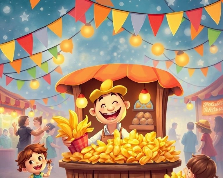 Patates Kızartması Satıcısının Gülümseyen Tezgahı Masalı Patates Kızartması Satıcısının Gülümseyen Tezgahı Masalı