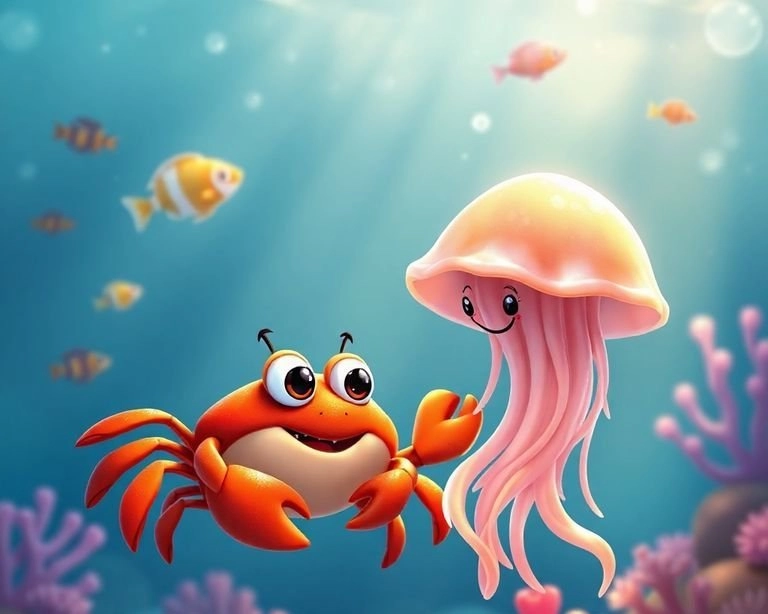 Yengeççik ile Denizanasının Dostluğu Masalı Yengeççik ile Denizanasının Dostluğu Masalı